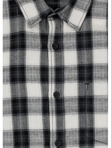 LOSAN Ανδρικό ασπρόμαυρο μακρυμάνικο πετσετέ πουκάμισο 221-3000AL