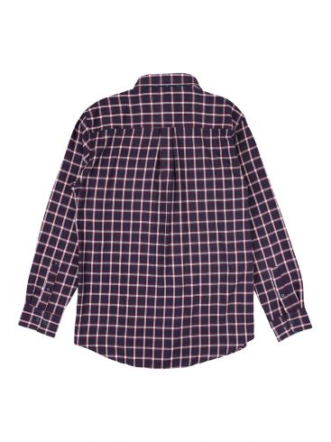 LOSAN Men's burgundy-blue-white long-sleeve shirt 221-3334AL