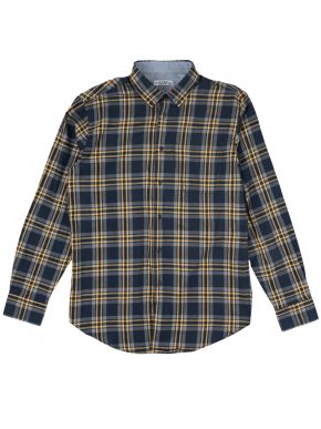 LOSAN Ανδρικό μουσταρδί-μπλέ-γκρί μακρυμάνικο φανέλα πουκάμισο 221-3335AL