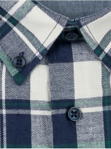 LOSAN Ανδρικό πράσινο-μπλέ-γκρί μακρυμάνικο πετσετέ πουκάμισο 221-3337AL