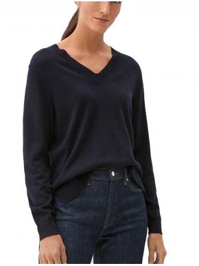 S.OLIVER Women's black long sleeve V blouse 2118888.5959 Black