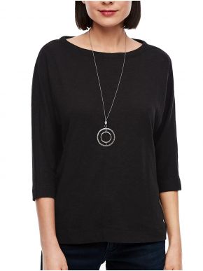 S.OLIVER Women's black long sleeve blouse 04.899.39.2757-9999 Black