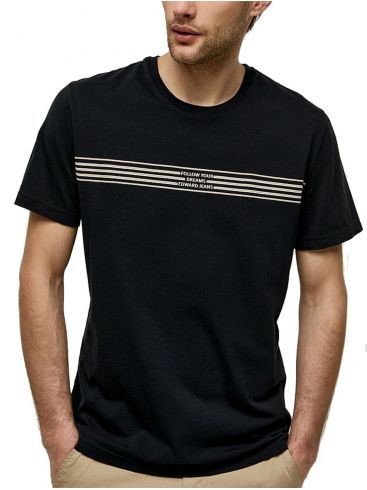 EDWARD Ανδρικό μαύρο κοντομάνικο T-Shirt North 006 BLACK
