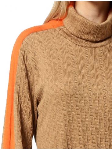 ANNA RAXEVSKY Beige knitted jacquard turtleneck B22217 BEIGE