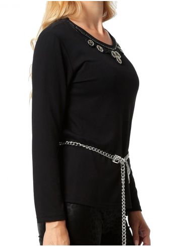ANNA RAXEVSKY Black knit blouse B22215
