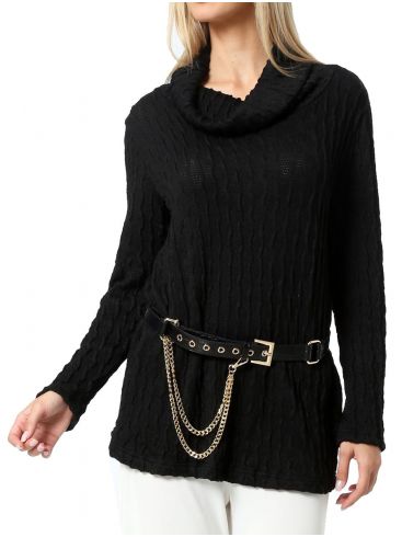 ANNA RAXEVSKY Black knitted turtleneck B22214 BLACK
