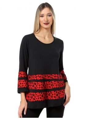 ANNA RAXEVSKY Black knitted blouse with leopard B22205