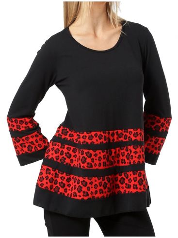ANNA RAXEVSKY Black knitted blouse with leopard B22205