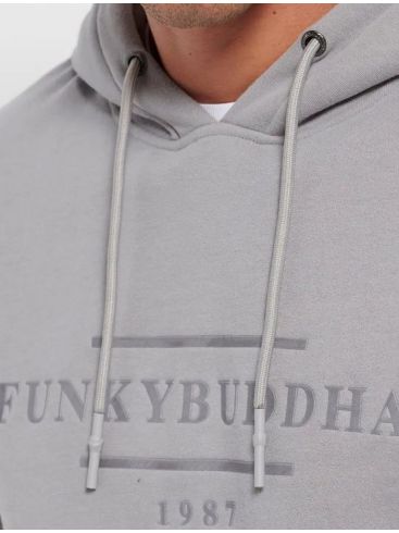 FUNKY BUDDHA Ανδρικό γκρί μακρυμάνικο φούτερ FBM006-043-06 GREIGE