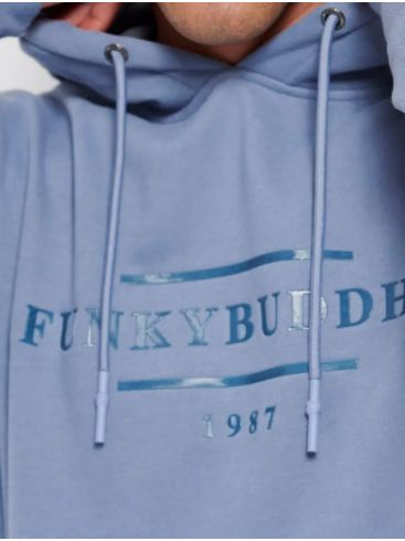 FUNKY BUDDHA Ανδρικό μπλέ μακρυμάνικο φούτερ FBM006-043-06 STONE BLUE