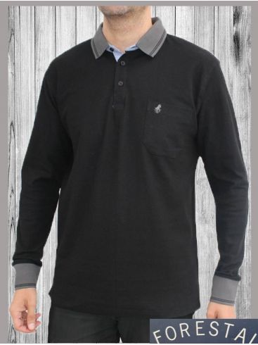 FORESTAL Men's Black Long Sleeve Polo Shirt. 720-530N Color 89