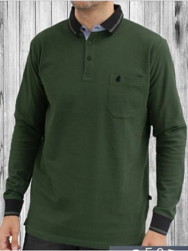 FORESTAL Ανδρική πράσινη μακρυμάνικη μπλούζα πόλο 720-530K Color 73