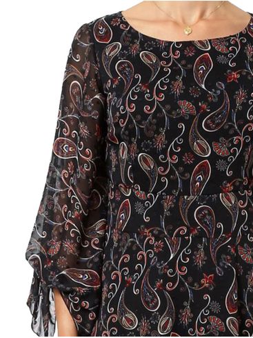 ANNA RAXEVSKY Εμπριμέ μίντι φόρεμα μουσελίνα με λαχούρια D22201