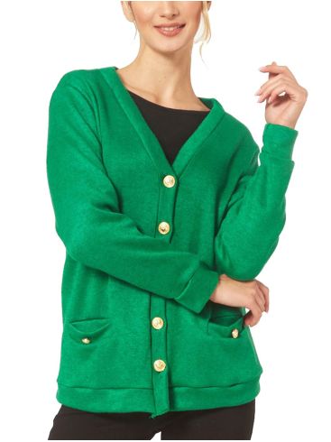 ANNA RAXEVSKY Γυναικεία πράσινη πλεκτή ζακέτα Z22213 GREEN