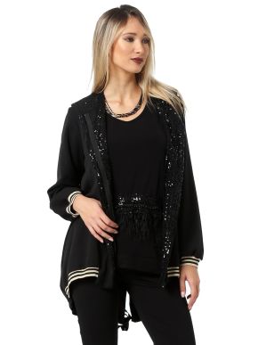 ANNA RAXEVSKY Women's black sequin cardigan Z22209