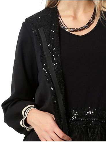 ANNA RAXEVSKY Γυναικεία μαύρη ζακέτα με παγιέτες Z22209