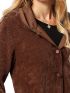 ANNA RAXEVSKY Women's brown corduroy jacket, hood, leatherette cuffs. Z22205 BROWN