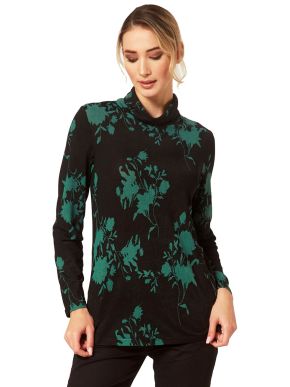 ANNA RAXEVSKY Women's black printed turtleneck blouse B22231