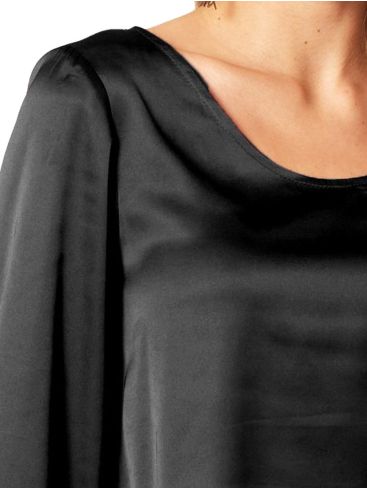 ANNA RAXEVSKY Women's alpha line satin blouse B22232 BLACK