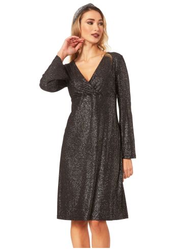 ANNA RAXEVSKY μαύρο κρουαζέ lurex φόρεμα D22217 BLACK