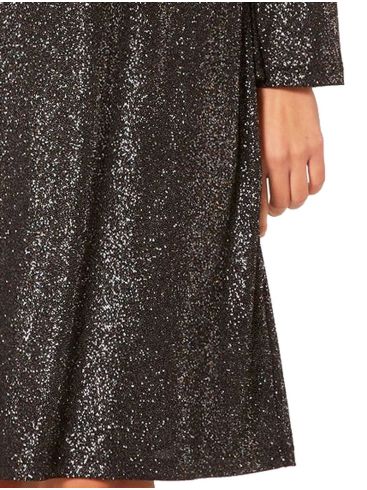 ANNA RAXEVSKY μαύρο κρουαζέ lurex φόρεμα D22217 BLACK