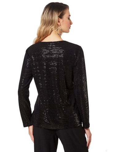ANNA RAXEVSKY Women's black V-neck blouse B22234 BLACK