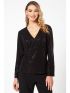 ANNA RAXEVSKY Γυναικεία μαύρη μπλούζα V, με παγιέτα B22234 BLACK