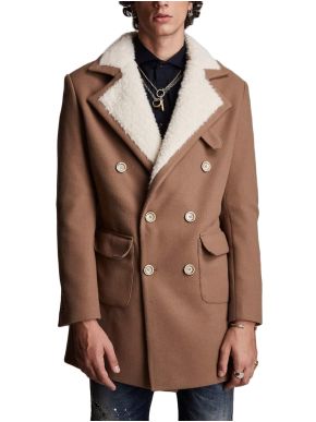 More about STEFAN Ανδρικό κάμελ παλτό, γούνινο γιακά, τσέπες, κλείσιμο με κουμπιά 7507.