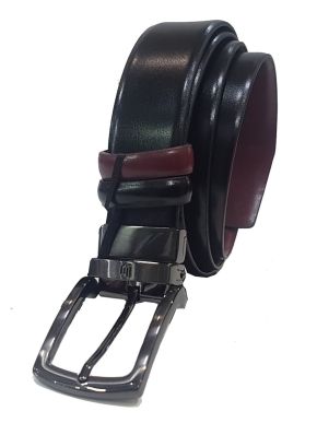 LEGEND Men's black-burgundy leather double sided belt LGD-2021