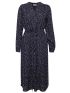 FRANSA Γυναικείο μπλέ πουά midi φλοράλ φόρεμα 20611641-200119