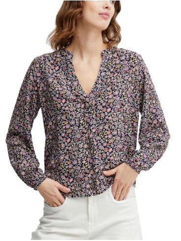 FRANSA Γυναικεία εμπριμέ φλοράλ μπλούζα-πουκάμισο 20611658-201717