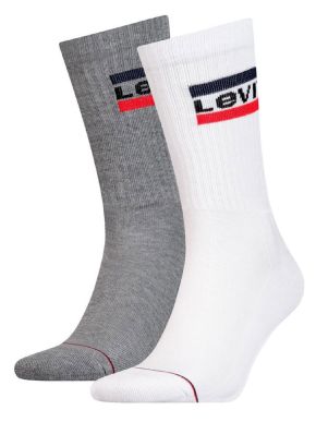 LEVIS Ανδρικές λευκές-γκρί κάλτσες, 2 ζεύγη 902012001-062 White Grey