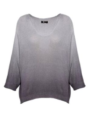 M MADE IN ITALY Γυναικεία γκρί  ψιλή πλεκτή μπλούζα νυχτερίδα 33-12062R Silver
