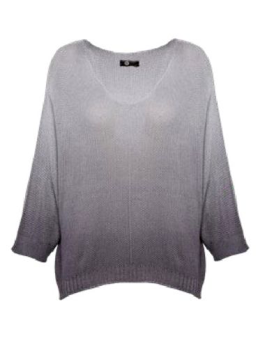M MADE IN ITALY Women's gray knit blouse 33-12062R Silver