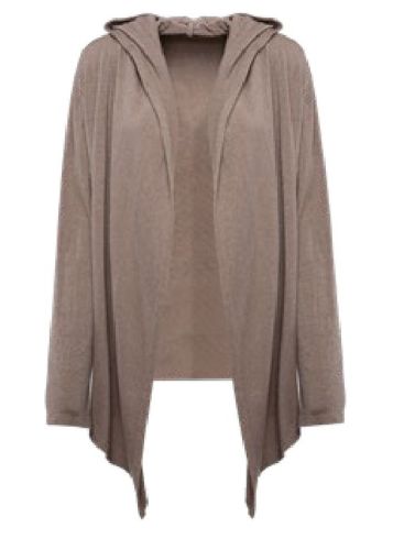M MADE IN ITALY Women's cardigan, hood. 17-63404 TAUPE. Viscose-Polyster. 17-21692R TAUPE