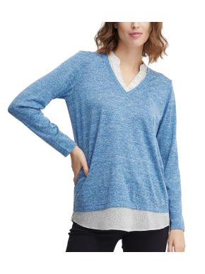 More about FRANSA Women's blue knitted V-neck blouse 20610799-201798
