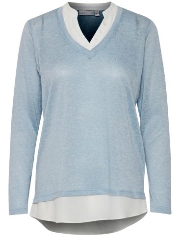 FRANSA Γυναικεία γαλάζια πλεκτή μπλούζα V 20610799-1441151