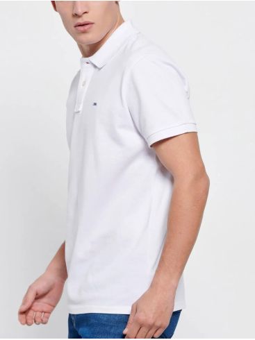 FUNKY BUDDHA Mens white short sleeve pique polo T-Shirt
