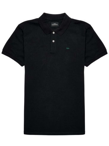 FUNKY BUDDHA Men's black short sleeve pique polo shirt FBM007-001-11 BLACK