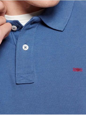 FUNKY BUDDHA Men's indigo blue short sleeve pique polo shirt FBM007-001-11 INDIGO