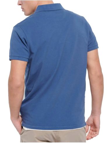 FUNKY BUDDHA Ανδρικό μπλέ indigo κοντομάνικο πικέ πόλο μπλουζάκι FBM007-001-11 INDIGO