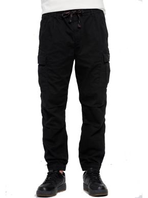 UNKY BUDDHA Men's black elastic cargo pants FBM007-034-02 BLACK
