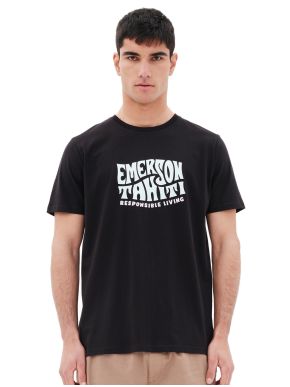 EMERSON Men's Black T-Shirt. 221.EM33.07 Black ..