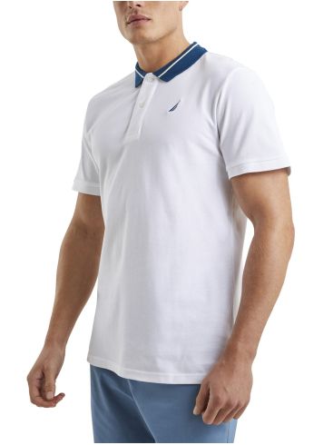 NAUTICA Men's White Short Sleeve Pique Polo Shirt N1I00863-908 White