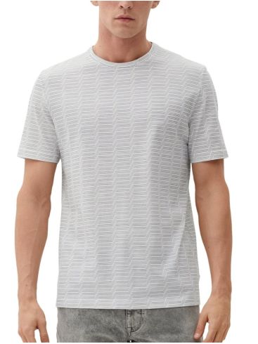 S.OLIVER Men's white embossed T-Shirt,  2129523-01A1 White