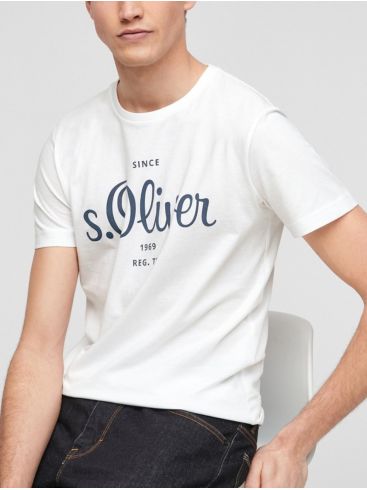 S.OLIVER Ανδρικό λευκό κοντομάνικο μπλουζάκι jersey T-Shirt 2057432-0100 White