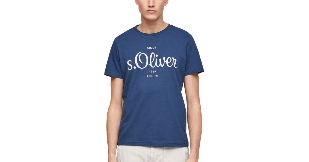 S.OLIVER Men\'s blue short-sleeved jersey Blue T-Shirt 2057432-5693 Ocean