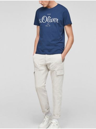 S.OLIVER Men's blue short-sleeved jersey T-Shirt 2057432-5693 Ocean Blue