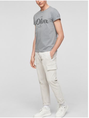 S.OLIVER Ανδρικό γκρί κοντομάνικο μπλουζάκι jersey T-Shirt 2057432-9500 Light Grey