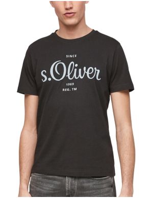 S.OLIVER Men's black short-sleeved jersey T-Shirt 2057432-9999 Black